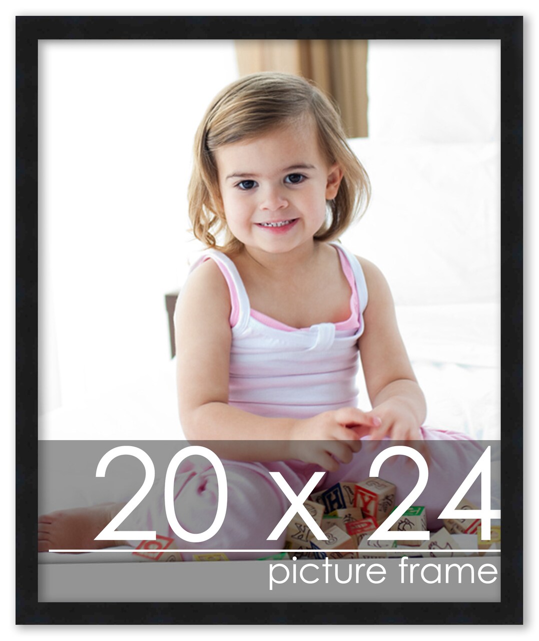20x24 Simple Black Picture Frame - UV Acrylic, Foam Board Backing, Hanging Hardware